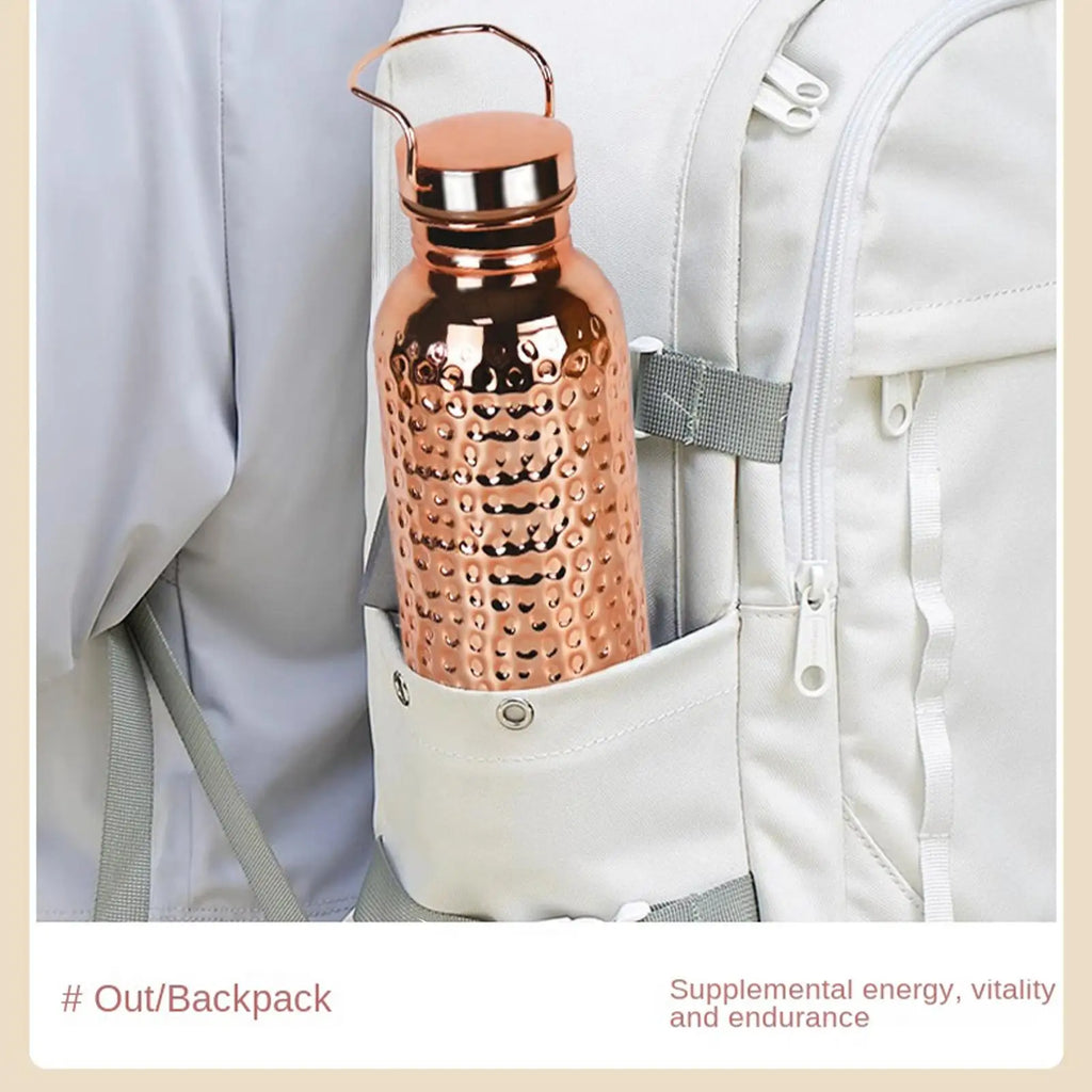 Pure Copper Water Bottle 800ml Portable Stainless Steel Insulated Drinkware Copper Bottle for Drinking Water for Camping Hiking