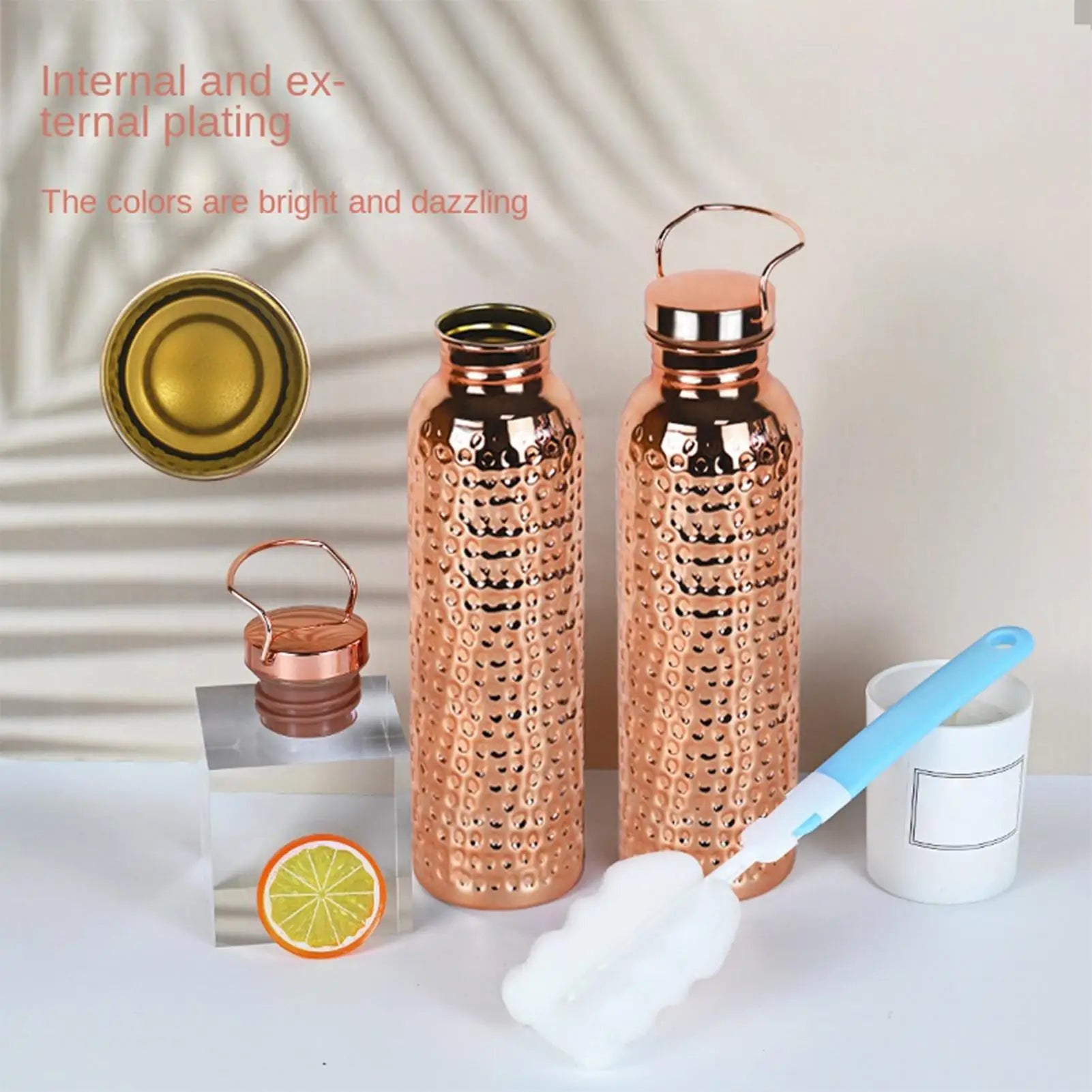 800ml Pure Copper Water Bottle Portable Copper Drinking Bottle For Camping Hiking Travel Outdoor & Indoor, Home Kitchen