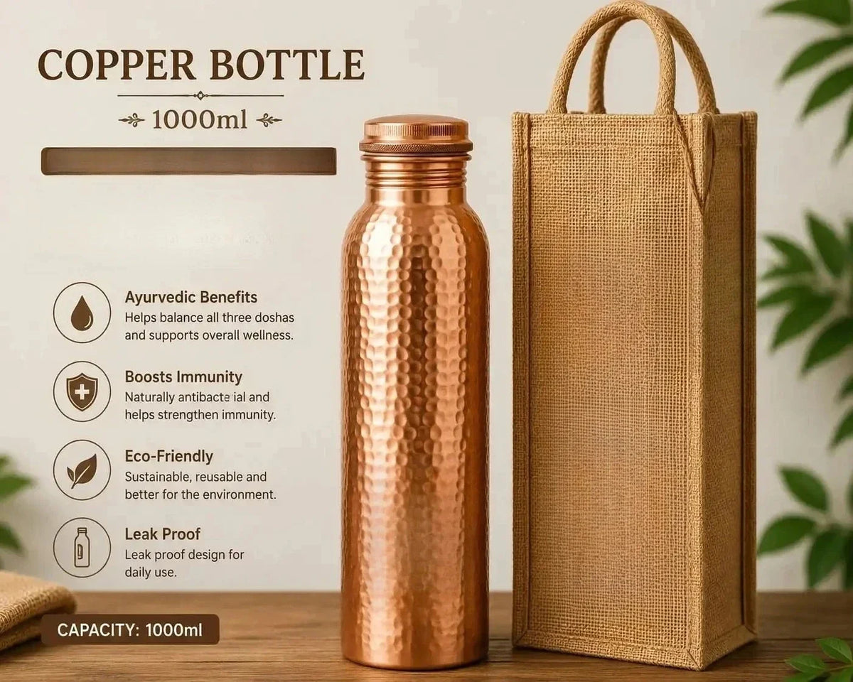 Vintage Copper Water Bottle 800ml 1000ml Outdoor Drinking Cup Gift Practical Daily Necessities