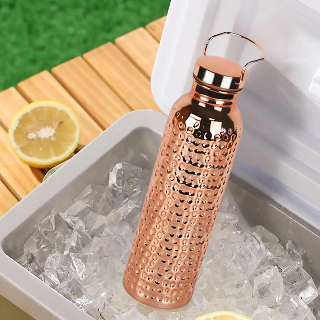 Pure Copper Water Bottle 800ml Portable Stainless Steel Insulated Drinkware Copper Bottle for Drinking Water for Camping Hiking