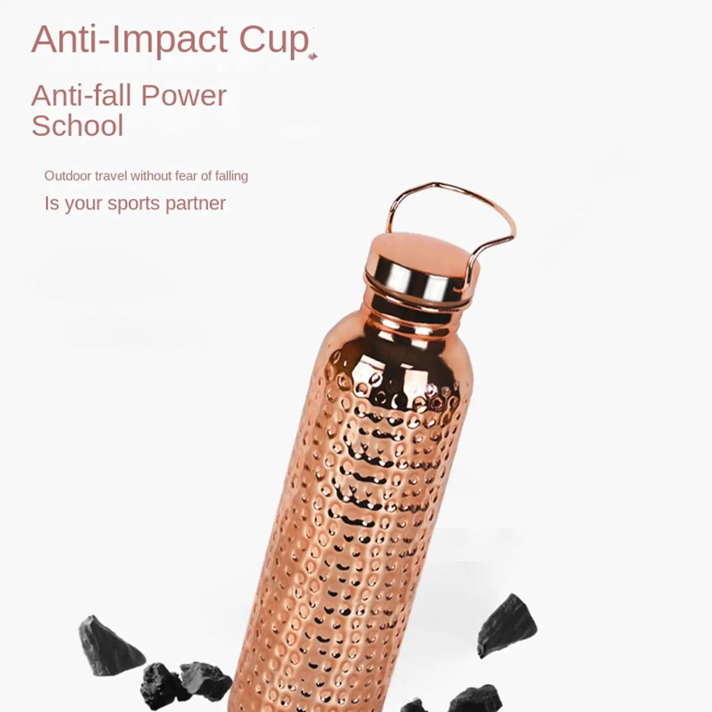 Pure Copper Water Bottle 800ml Portable Stainless Steel Insulated Drinkware Copper Bottle for Drinking Water for Camping Hiking