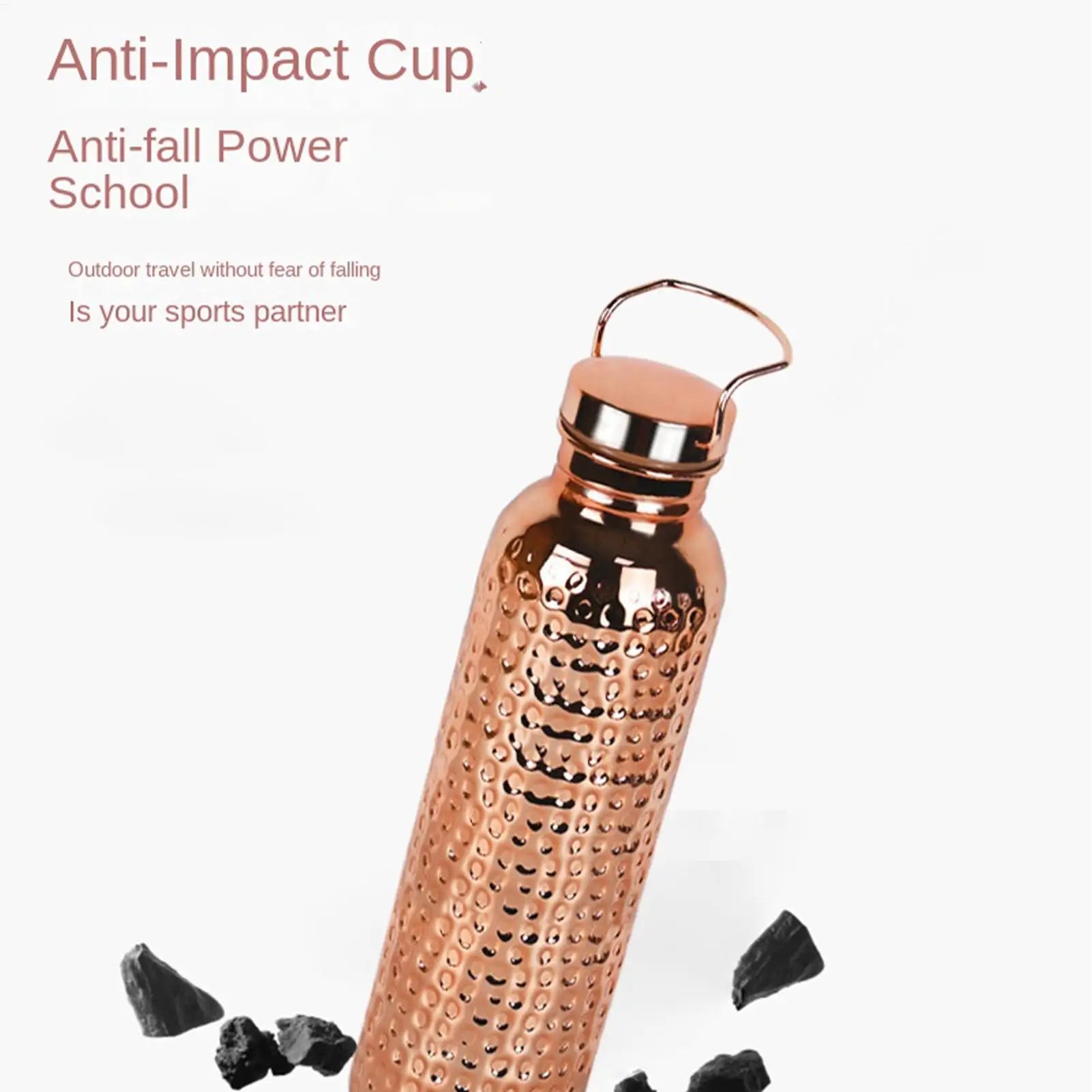 Pure Copper Water Bottle 800ml Portable Stainless Steel Insulated Drinkware Copper Bottle for Drinking Water for Camping Hiking