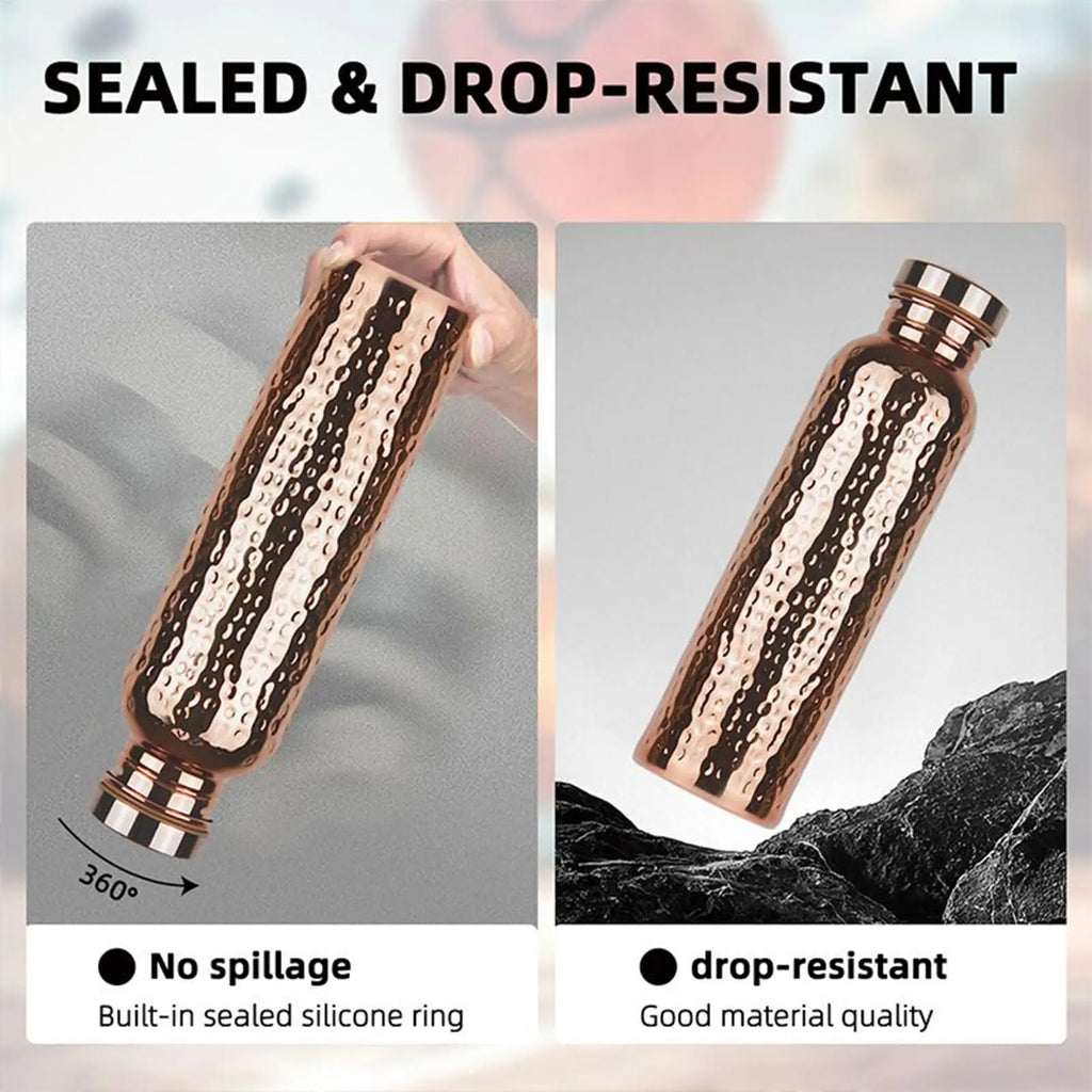 Copper Bottle Leak-Proof Insulated Copper Water Bottle Portable Leakproof 27Oz Cup For Gym Camping Traveling Hydration Work