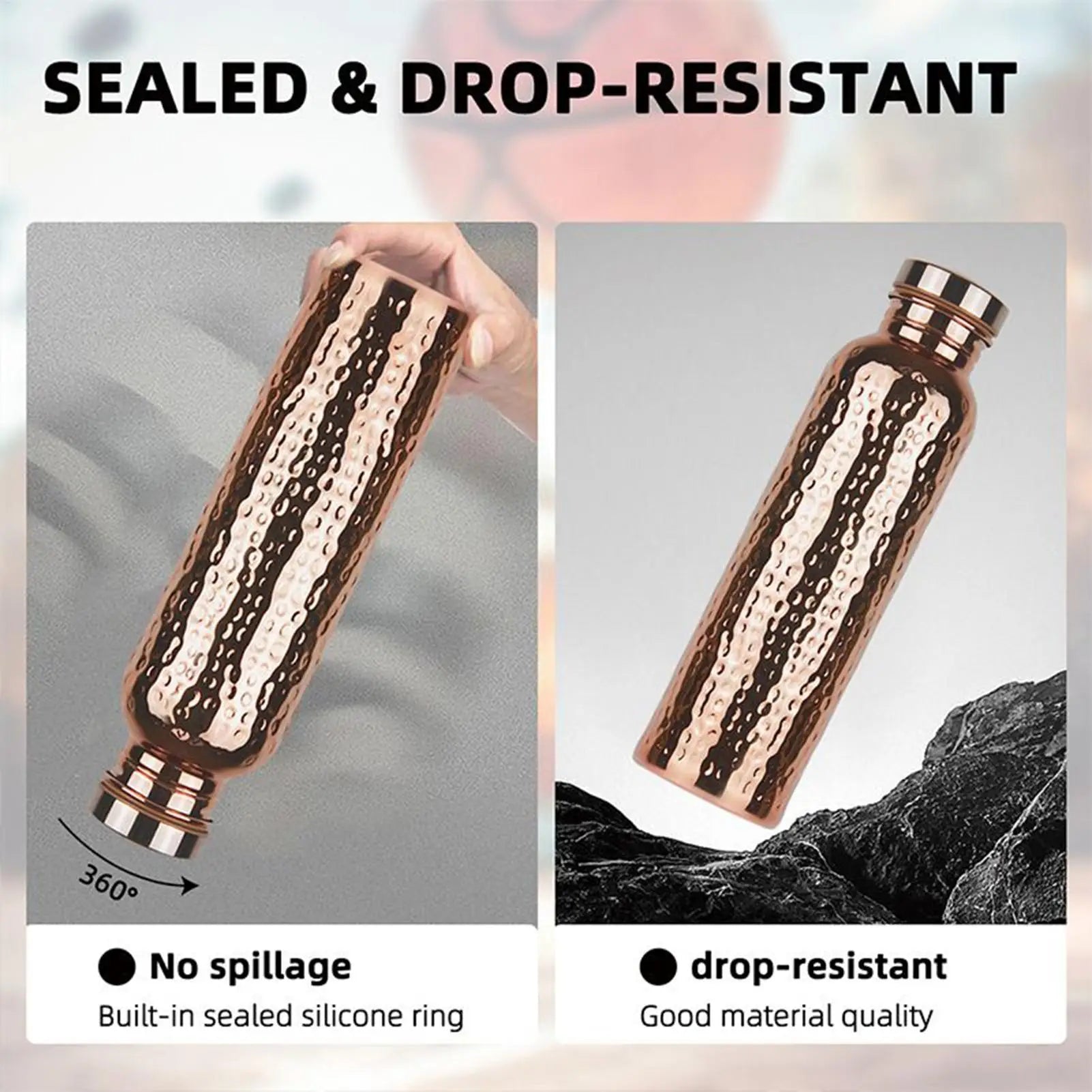 Copper Bottle Leak-Proof Insulated Copper Water Bottle Portable Leakproof 27Oz Cup For Gym Camping Traveling Hydration Work