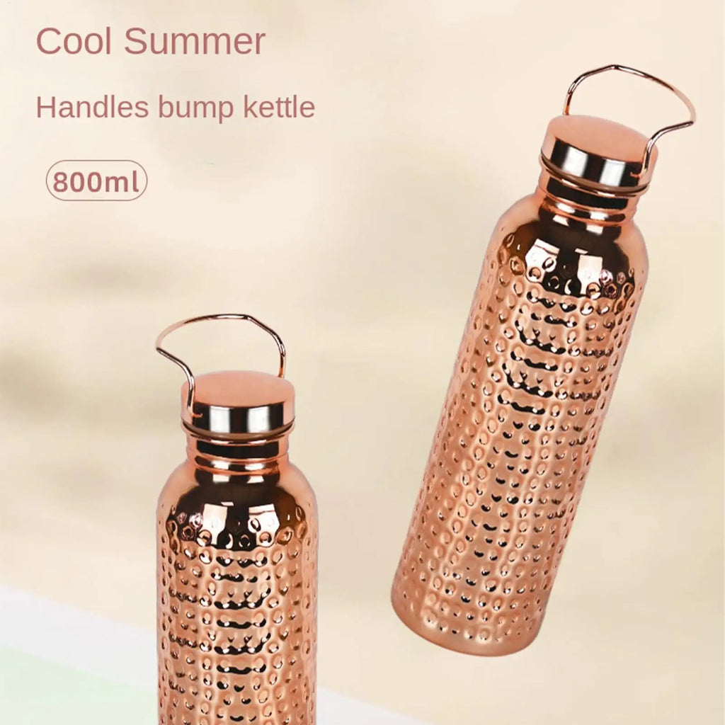 Pure Copper Water Bottle 800ml Portable Stainless Steel Insulated Drinkware Copper Bottle for Drinking Water for Camping Hiking