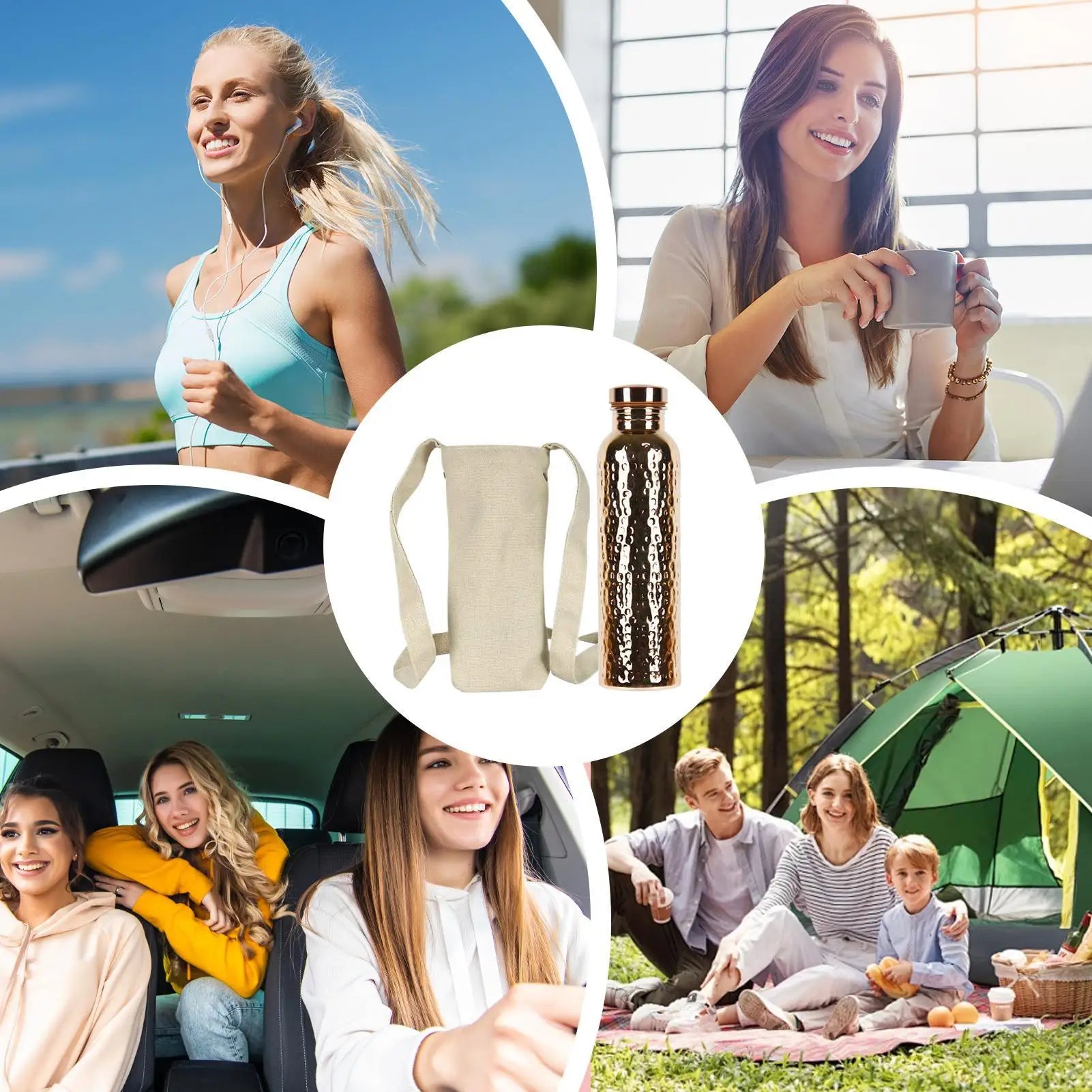 Copper Bottle Leakproof Insulated Water Bottle 27Oz Portable Leakproof Cup for Traveling Gym Daily Sports Work Outdoor Camping