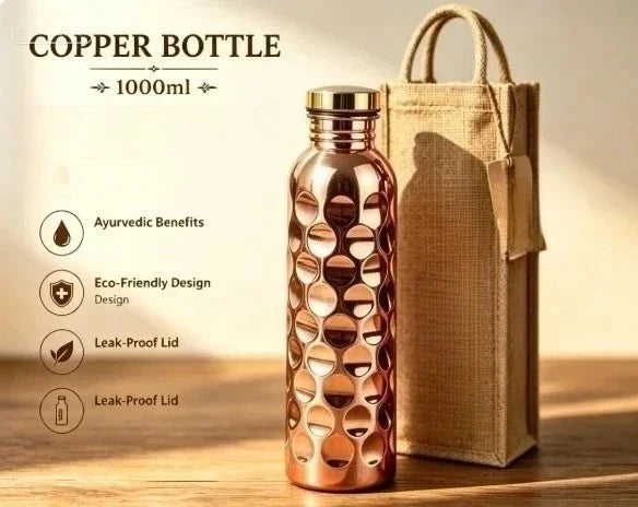Vintage Copper Water Bottle 800ml 1000ml Outdoor Drinking Cup Gift Practical Daily Necessities