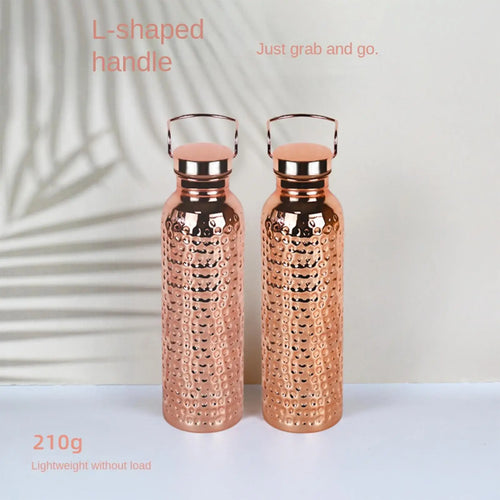 800ml Pure Copper Water Bottle Portable Copper Drinking Bottle For Camping Hiking Travel Outdoor & Indoor, Home Kitchen