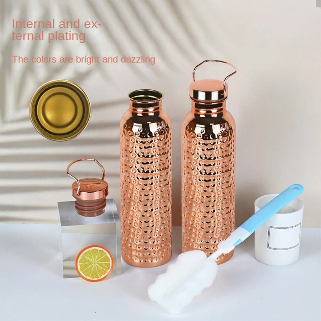 Pure Copper Water Bottle 800ml Portable Stainless Steel Insulated Drinkware Copper Bottle for Drinking Water for Camping Hiking