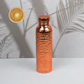 [G] 800ML Electroplated Copper Water Bottle One-Click Open Lid Anti-Slip Hammer Pattern Bottle Sports Water Bottle