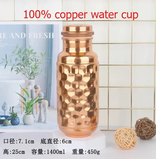 Vintage Copper Water Bottle 800ml 1000ml Outdoor Drinking Cup Gift Practical Daily Necessities