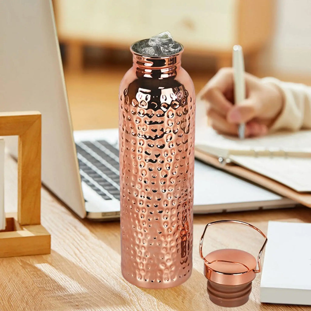 800ml Pure Copper Water Bottle Portable Copper Drinking Bottle For Camping Hiking Travel Outdoor & Indoor, Home Kitchen