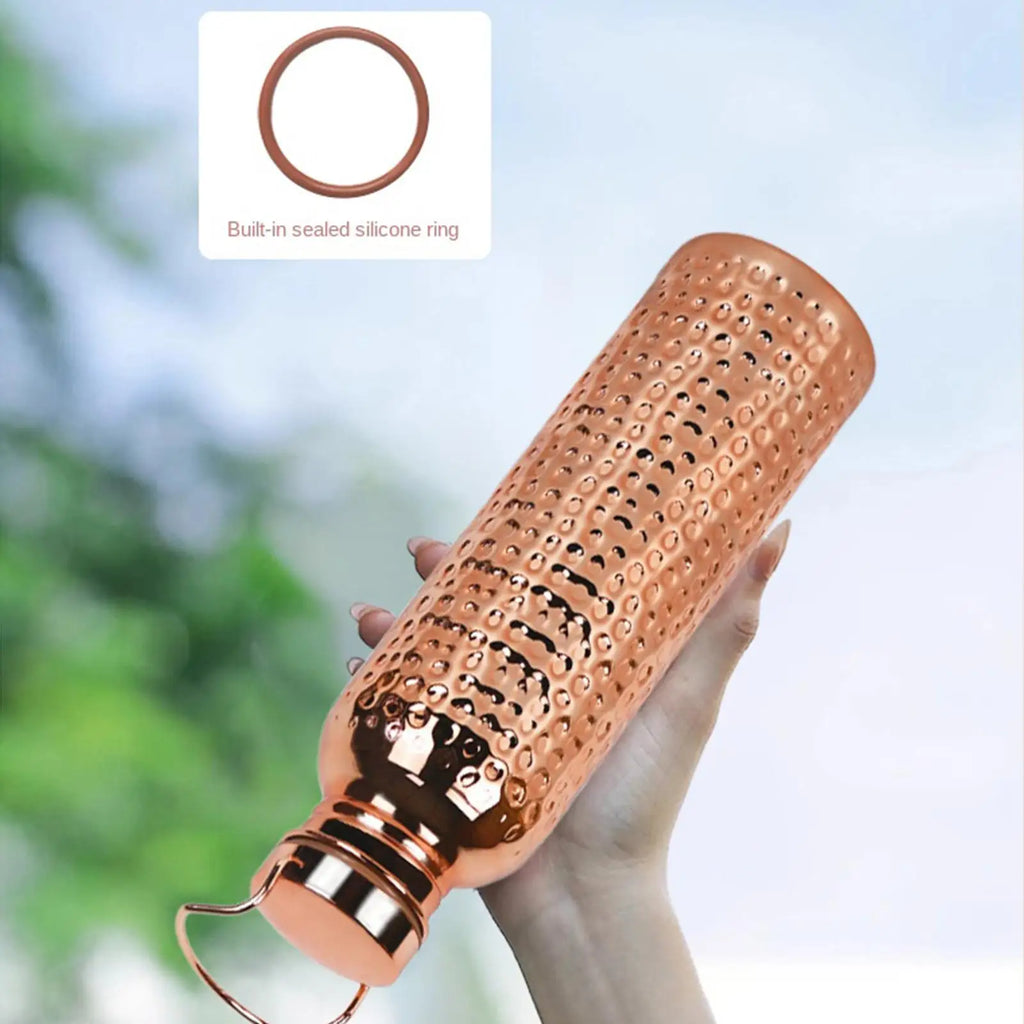 Pure Copper Water Bottle 800ml Portable Stainless Steel Insulated Drinkware Copper Bottle for Drinking Water for Camping Hiking