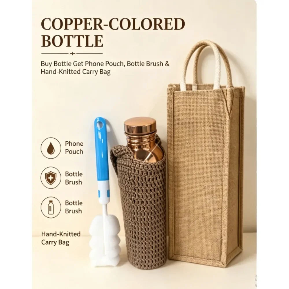Vintage Copper Water Bottle 800ml 1000ml Outdoor Drinking Cup Gift Practical Daily Necessities
