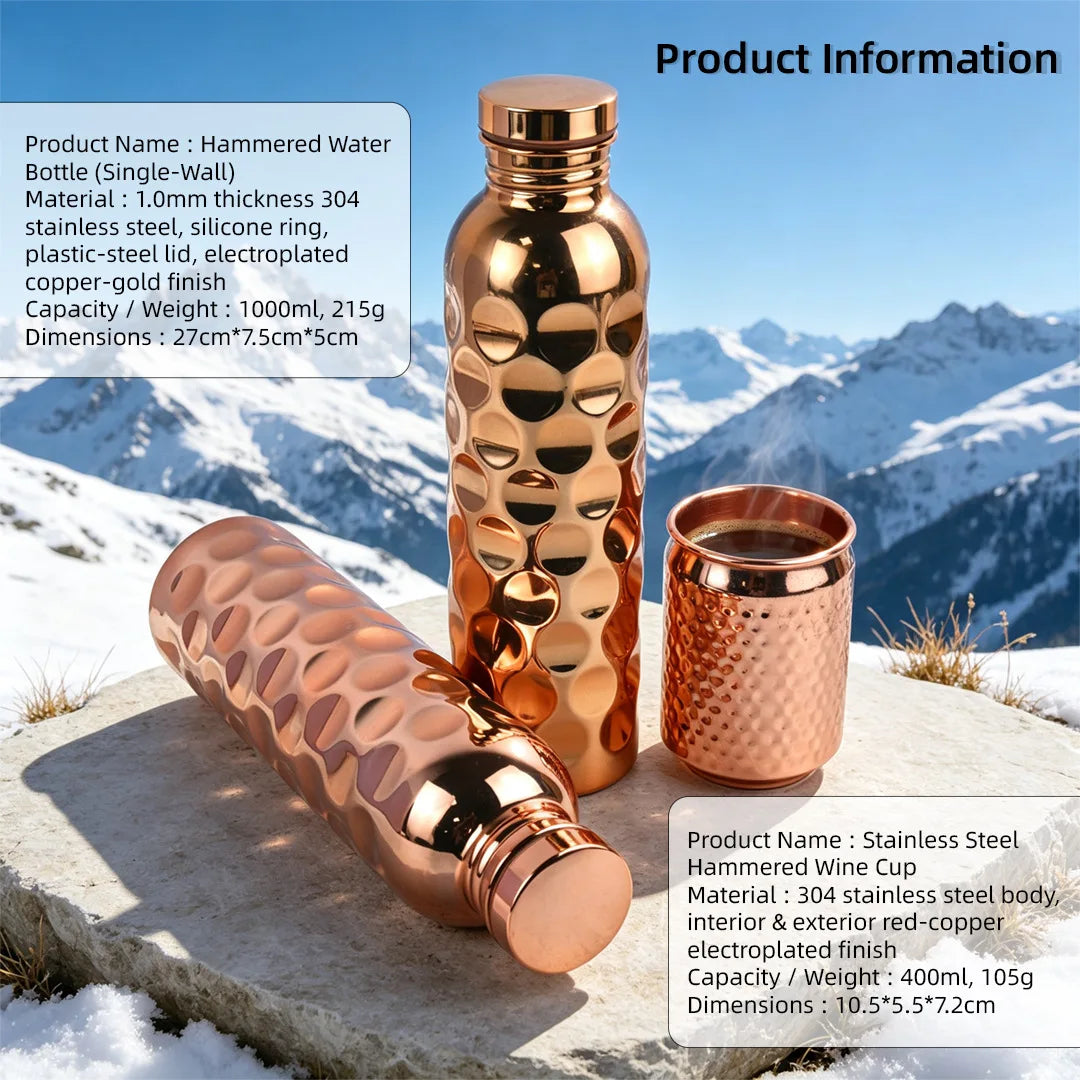 Vintage Copper Water Bottle   1000ml Outdoor Drinking Cup Gift Practical Daily Necessities