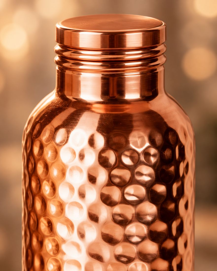 Close-up of the hammered copper texture